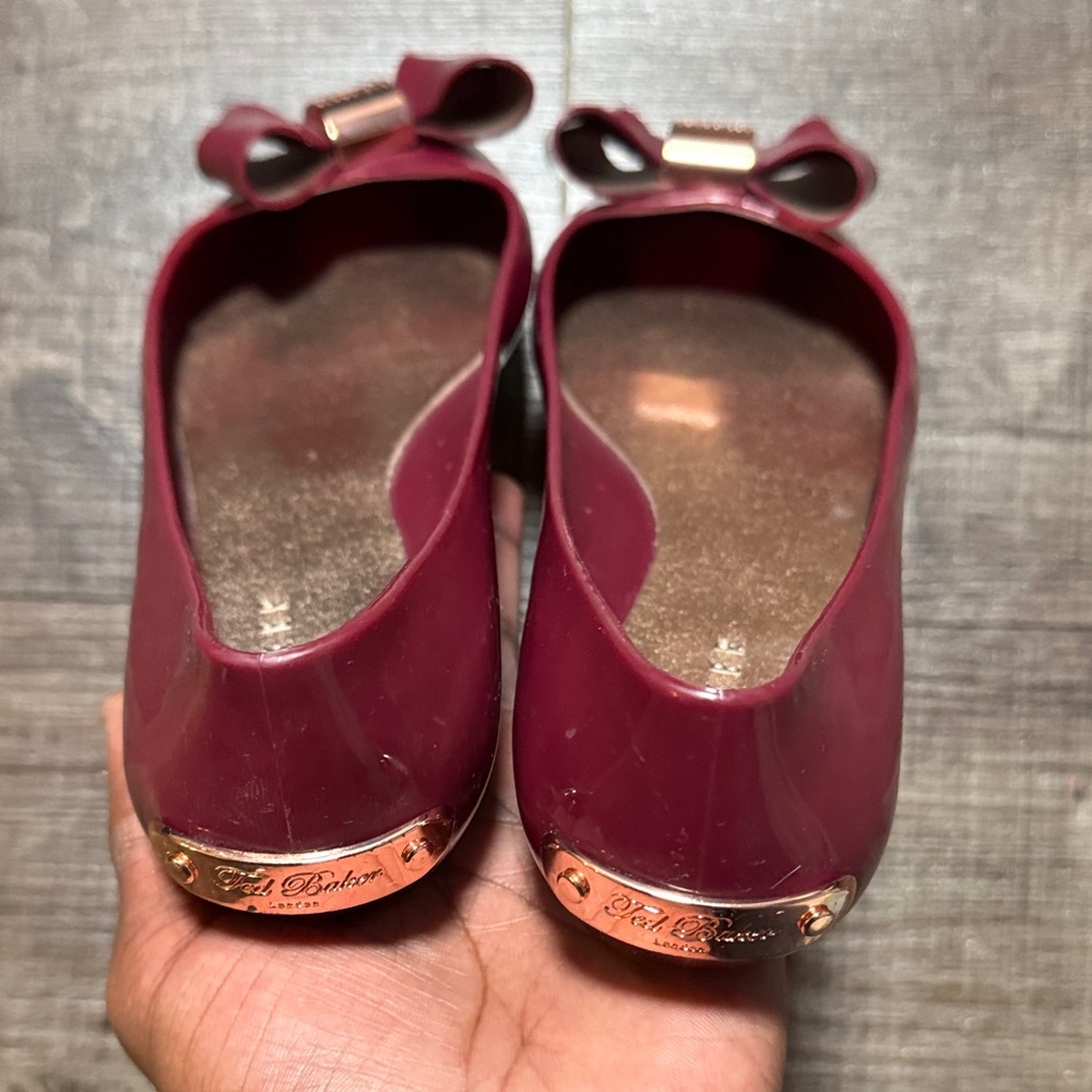 Ted Baker London Burgundy Bow Flats - Picture 8 of 11